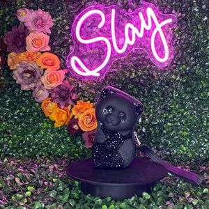 Handcrafted Rhinestone 3D Panda Wristlet